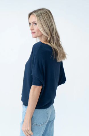 Short Sleeve Anywhere Top- Navy